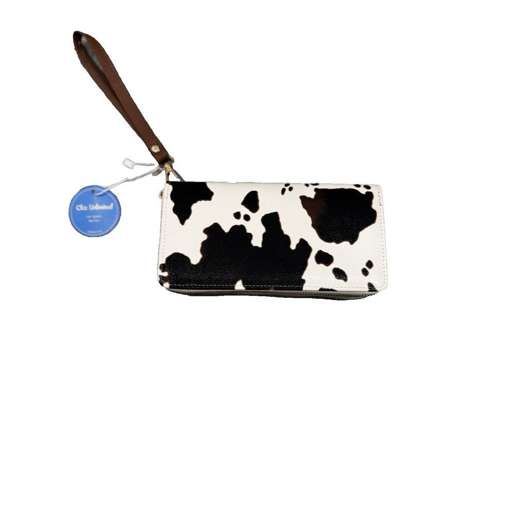 Chic Unlimited White/Tan Double Zip Pouch Wristlet Wallet